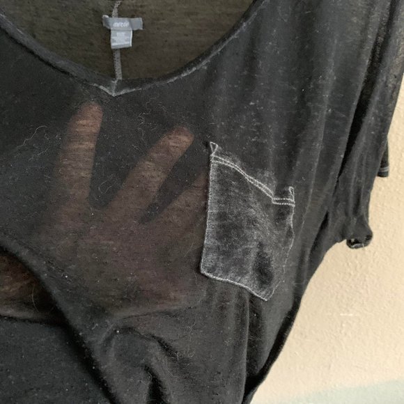 Cropped sheer slub tee - Picture 3 of 7